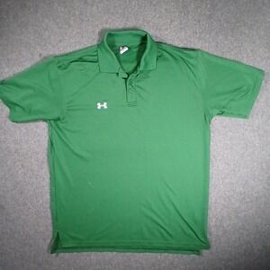 Under Armour Polo Shirt Mens MD Green Short Sleeve Performance Golf Top